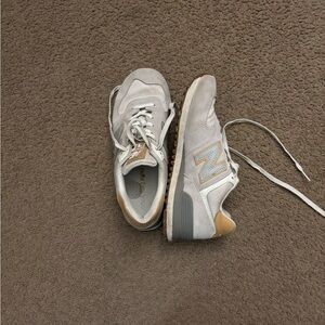 New Balance 574 Light Gray and Tan Sneakers